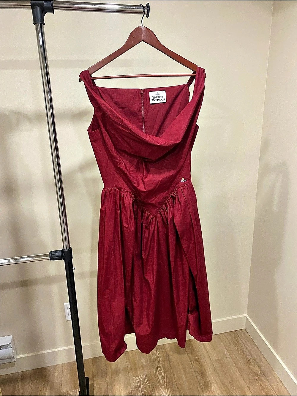 Vivienne Westwood Sunday Draped Cotton-Poplin Midi Dress Red